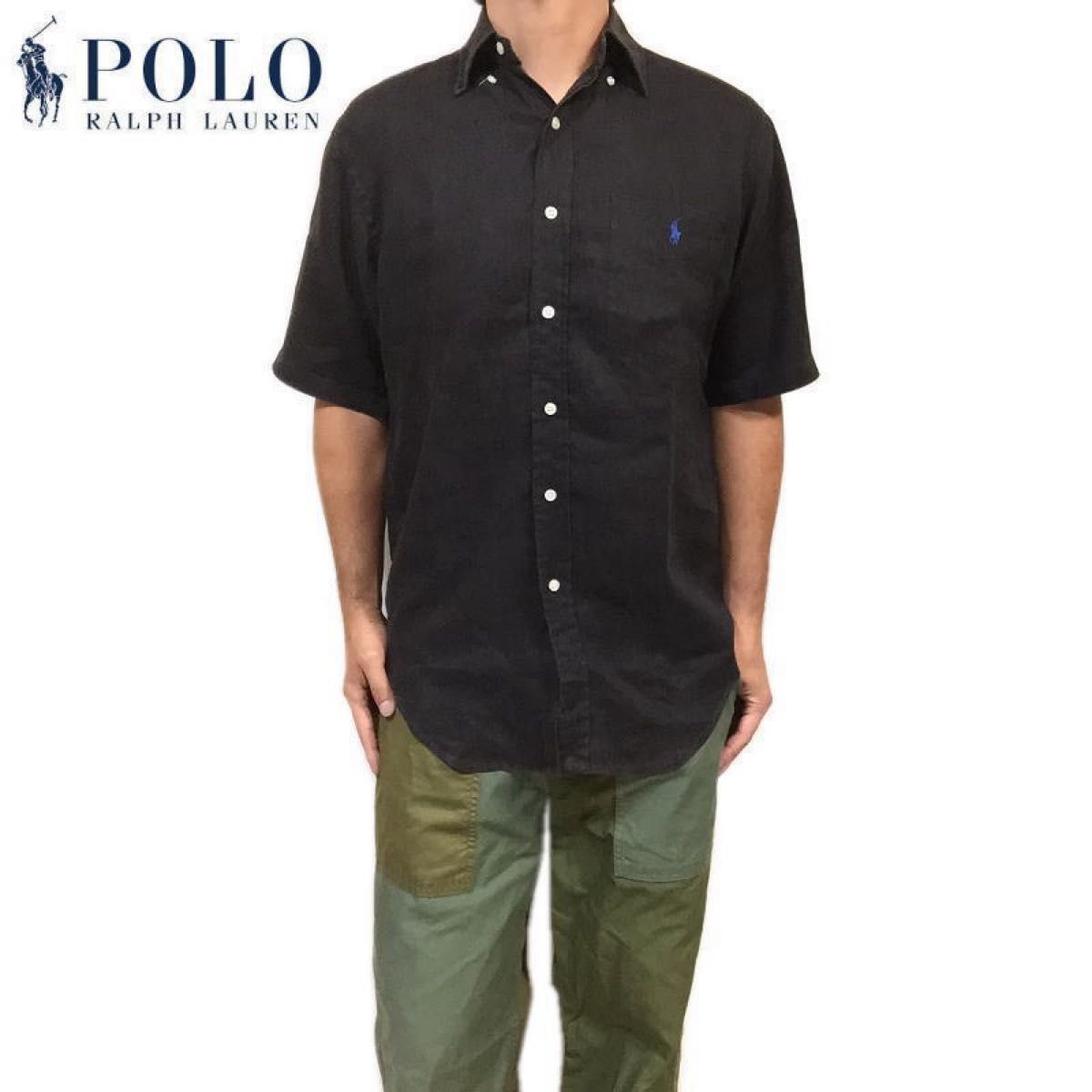 【追跡あり】Ralph Lauren 涼しげな夏コーデに半袖シャツ 90'S 良品 S ラルフローレン BLAIRE リネンシャツ 半袖リネン