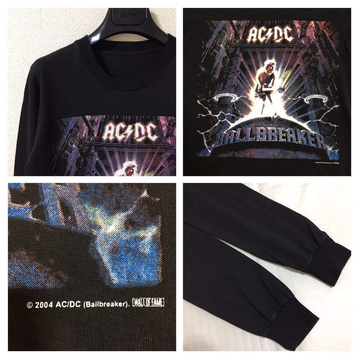 00s◆AC/DC◆BALLBREAKER ロングTシャツ 2004コピーライト XS相当 ブラック 黒 ボールブレイカー 95年作 ロンT セットリスト_画像4