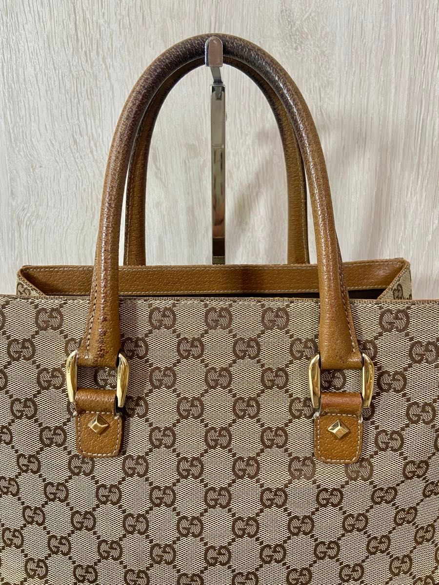 GUCCI ハンドバッグ GG柄 キャンバス レザー スタッズ ベージュ 手持ち GUCCI ハンドバッグ GG柄 キャンバス レザー スタッズ ベージュ