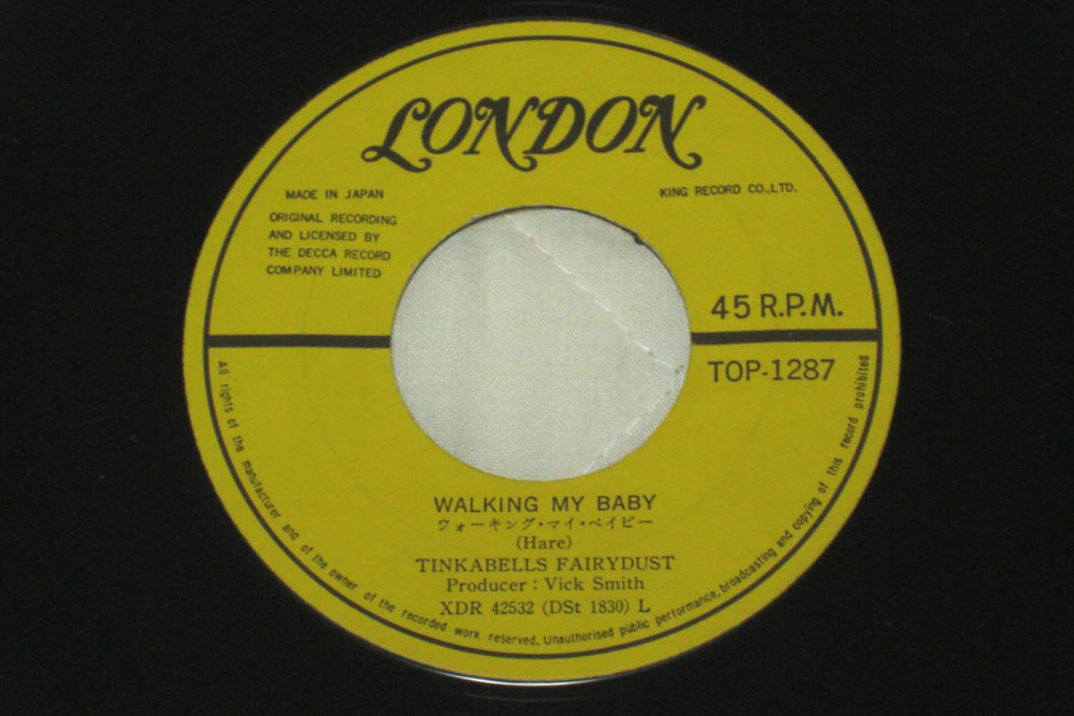 日本盤シングル45’ Tinkabells Fairydust フェアリーダスト ： 誓いのフーガTwenty Ten／Walking My Baby (London Records TOP-1287) 　_画像4