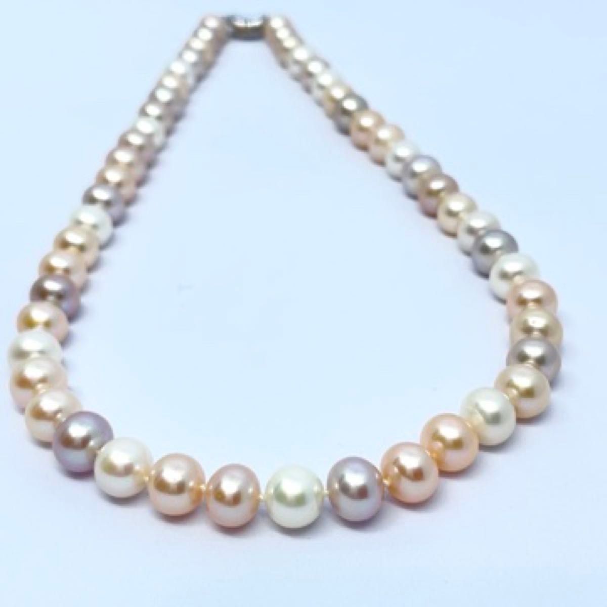 新品 艶めく輝き♪ 10〜9mm大粒マルチカラー淡水パールネックレス ☆本物☆本真珠☆大粒 お買得