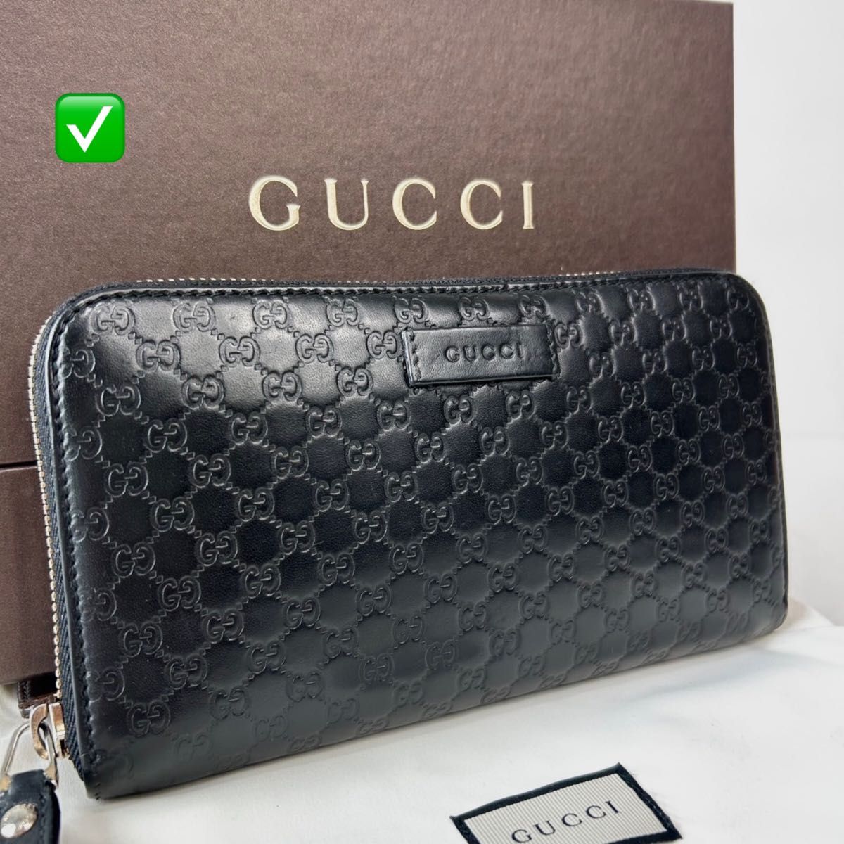 GUCCI 折り財布 ラウンドファスナー マイクロシマ レザー ミニ財布 良品】 メンテ済み グッチ GUCCI 定価9万 マイクログッチシマ