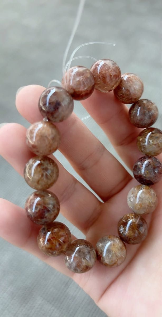 天然石カコクセナイト クリスタルクォーツブレスレット大玉14mm
