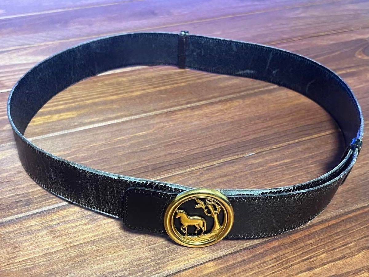 HERMES エルメス ホースバックル レザーベルト ゴールド金具 ヴィンテージ HERMES エルメス ホースバックル ベルト ヴィンテージ レザー