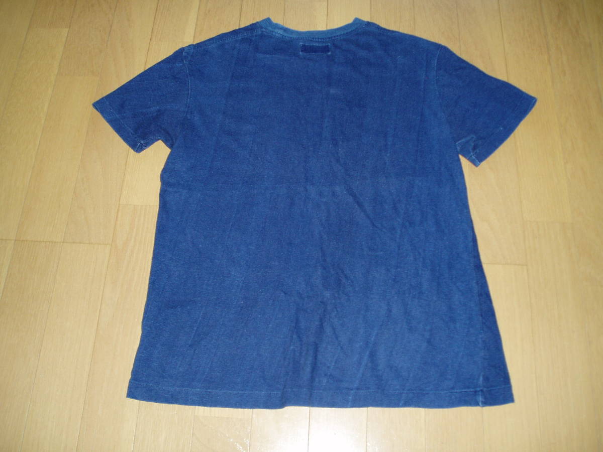 オクラ☆OKURA☆blue blue☆HRブルーインディゴTシャツ太陽と亀☆S_画像4