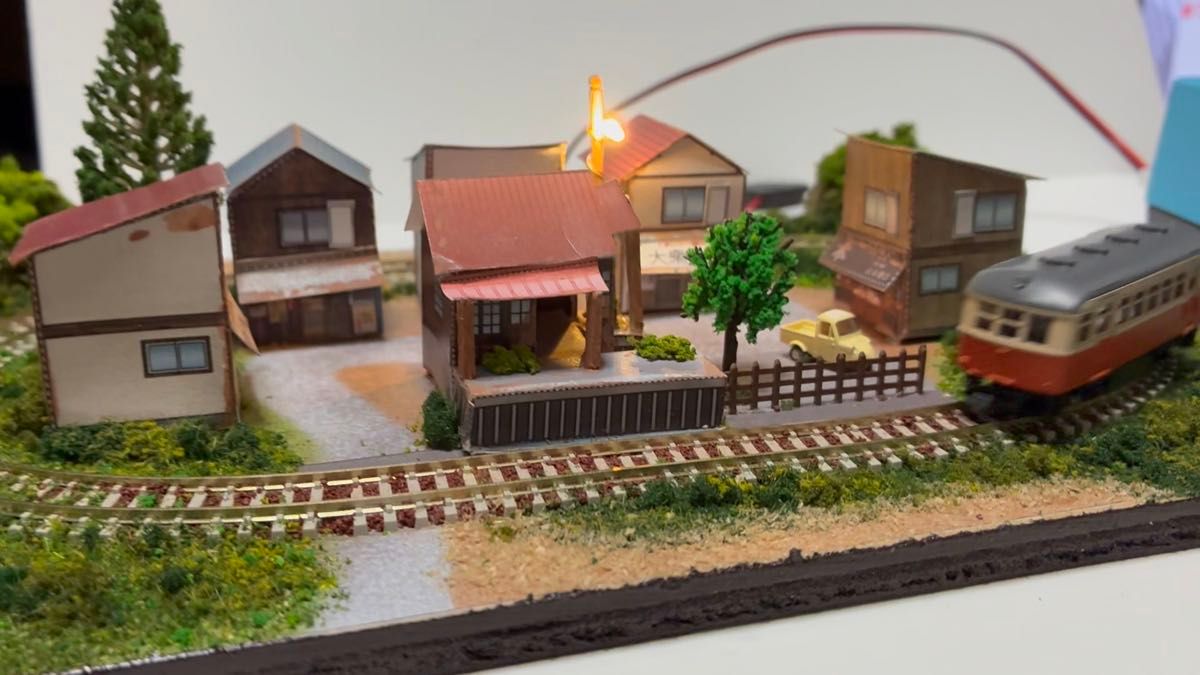 ☆★A4レイアウト ローカル駅の風情 街灯LED照明スイッチ付、PCフレキシブルレール使用、カトー製フィーダー 鉄道模型 Nゲージ