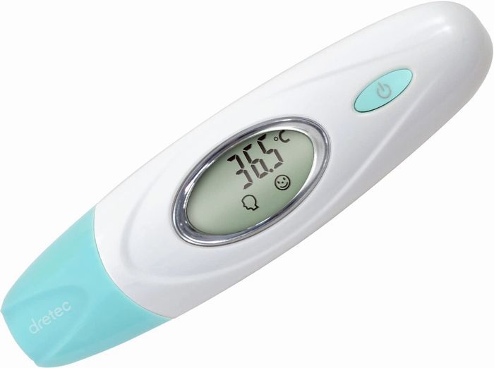 新品 体温計 dretec ドリテック 赤外線 大人 赤ちゃん 検温時間2秒 おでこ 耳 TO-300 BL ブルー 特価 訳アリ(箱シワあり)