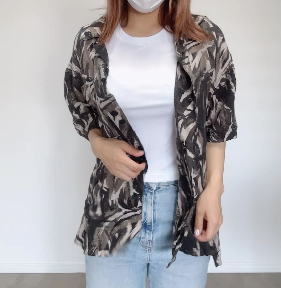 AZUL by moussy 総柄半袖シャツ 幾何学柄