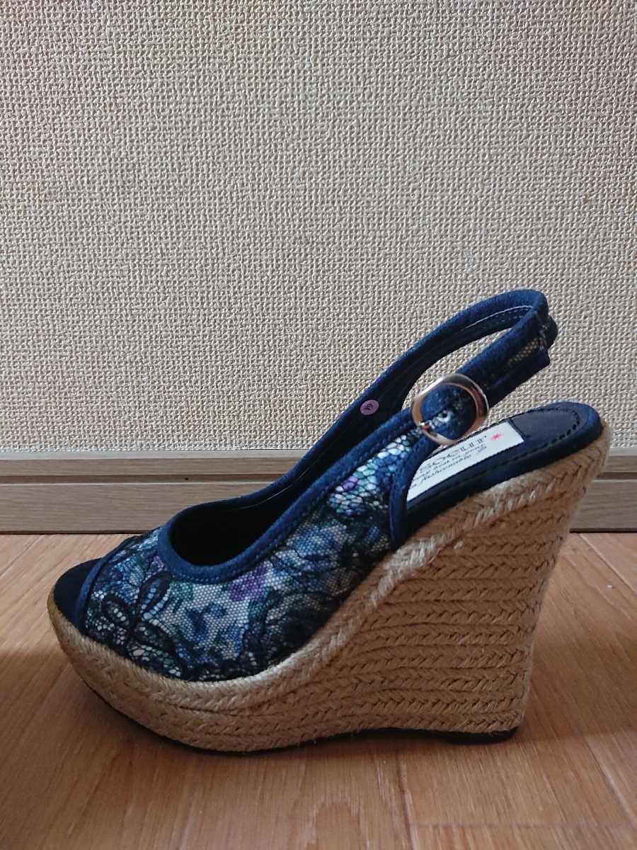 新品【L】PureSoeur ジュウトソール ウェッジソール サンダル◇ネイビー◇イーボル