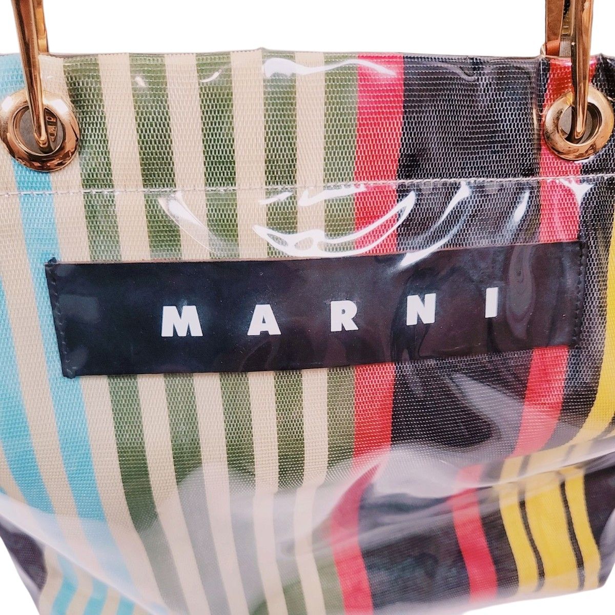 大容量 MARNI マルニ トートバッグ グロッシーグリップ ストライプ A4 大人気 MARNI マルニ トートバッグ グロッシーグリップ