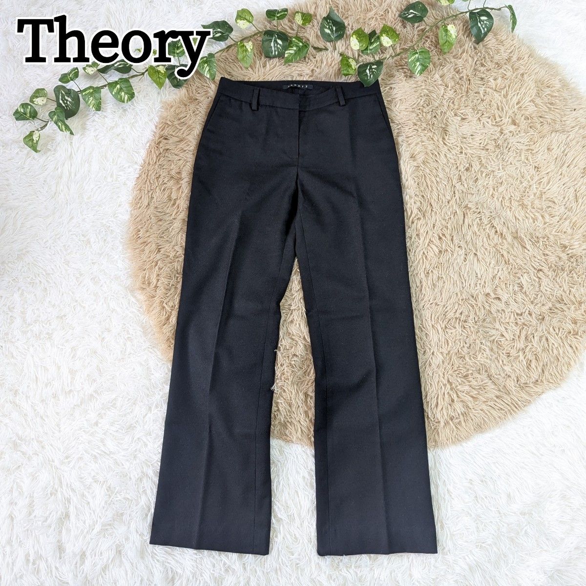 Theory セオリー スラックス カーキ 2(M位) 0138224O0235 Theory セオリー ウール ワイドパンツ バギー センタープレス 黒