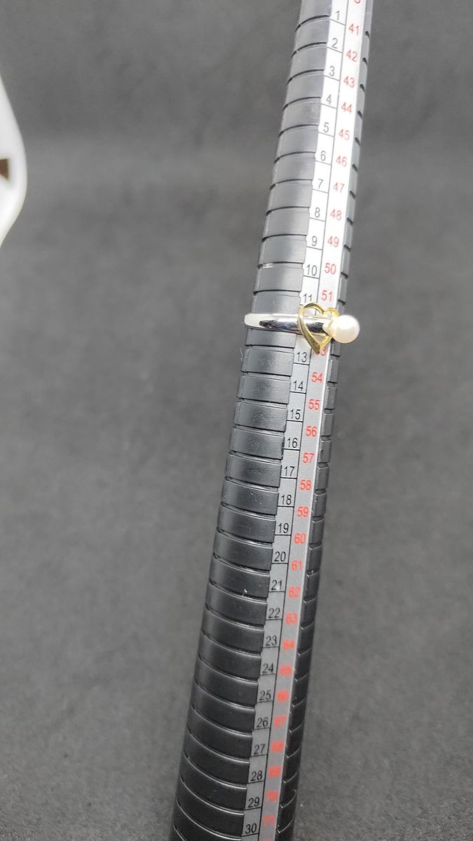 シルバー パール ハートリング SILVER刻印あり シンプルリング 12号 本真珠指輪 925 純銀