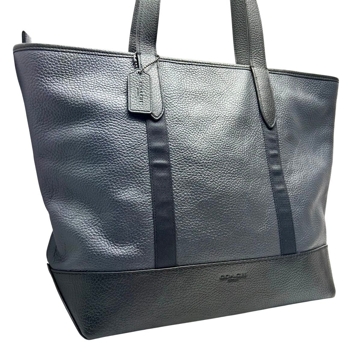 COACH シボ革 トートバッグ ビジネスバッグ 肩掛け メンズ グレー COACH コーチ トートバッグ ビジネスバッグ レザー シボ革 しぼ