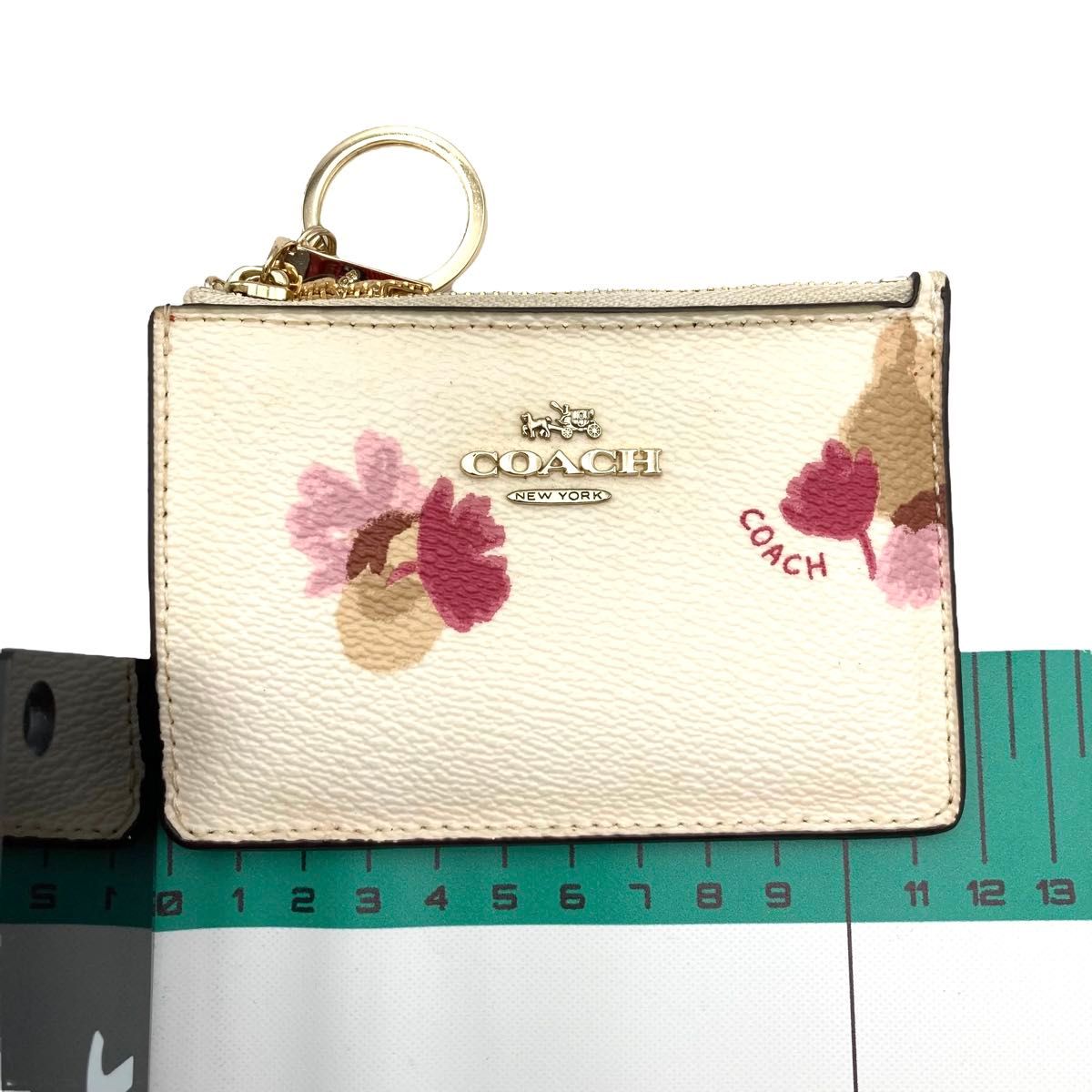 国内即発OK コーチ カードケース CAT65 フラワー ミニウォレット COACH コーチ パスケース 定期入れ カードケース コインケース