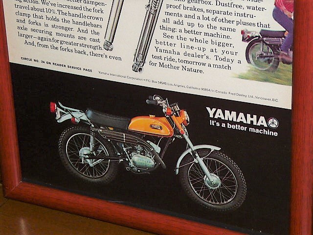 1971年 USA '70s 洋書雑誌広告 額装品 Yamaha CT-1 ヤマハ CT175 Enduro CT1-C ( A4サイズ ) _画像3