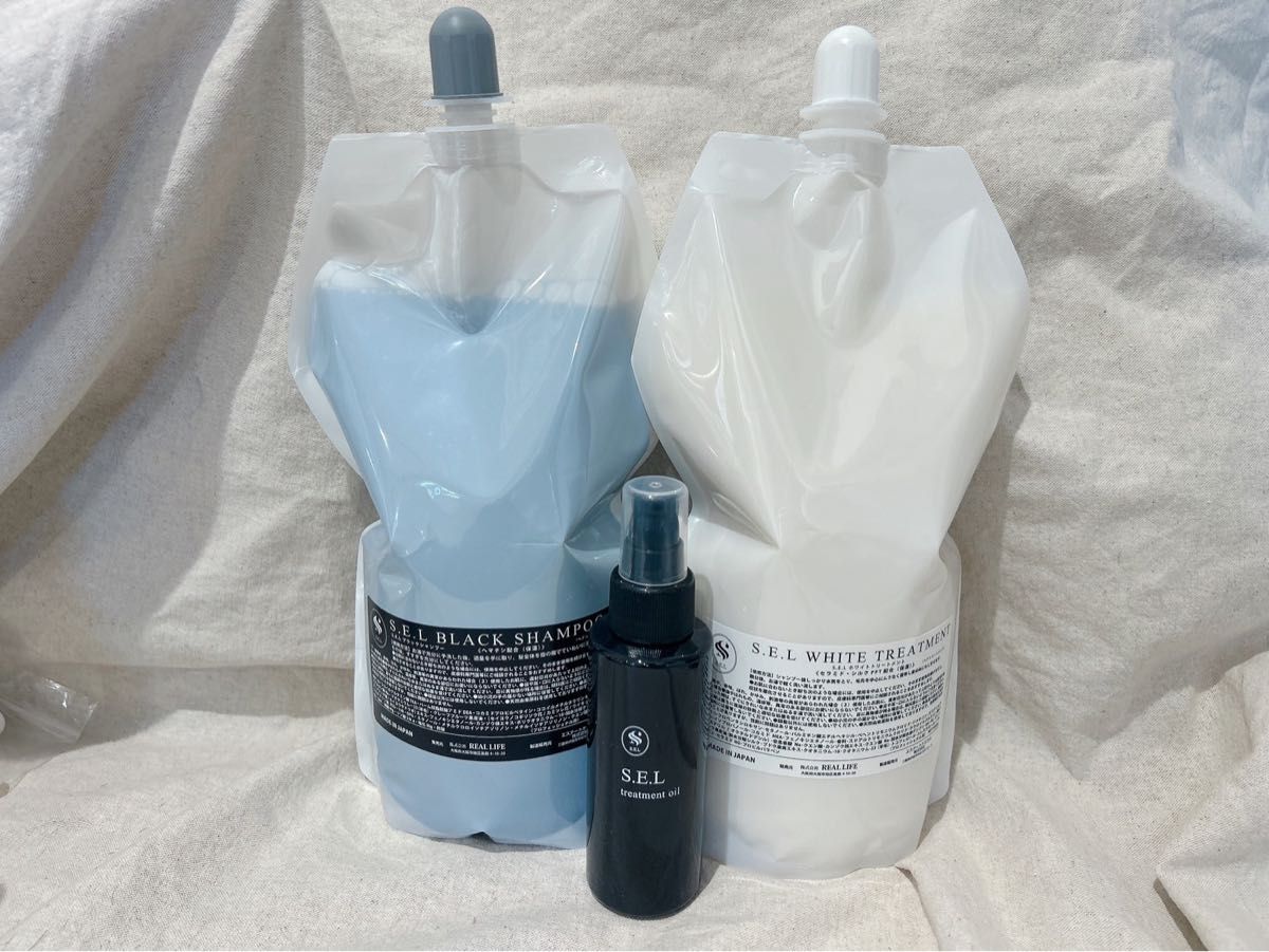 【髪質改善】SELブラックシャンプー&トリートメント1000ml+オイルTR S E L ブラックシャンプー&ホワイトトリートメント 1000ml