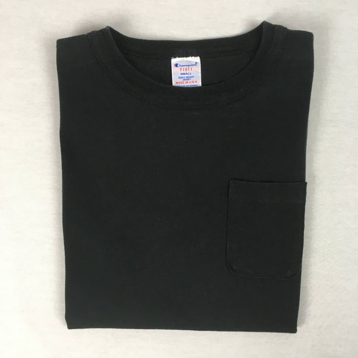 Champion チャンピオン T1011 米国製 胸ポケット Ｔシャツ 半袖 ブラック Sサイズ ヘビーウェイト_画像5