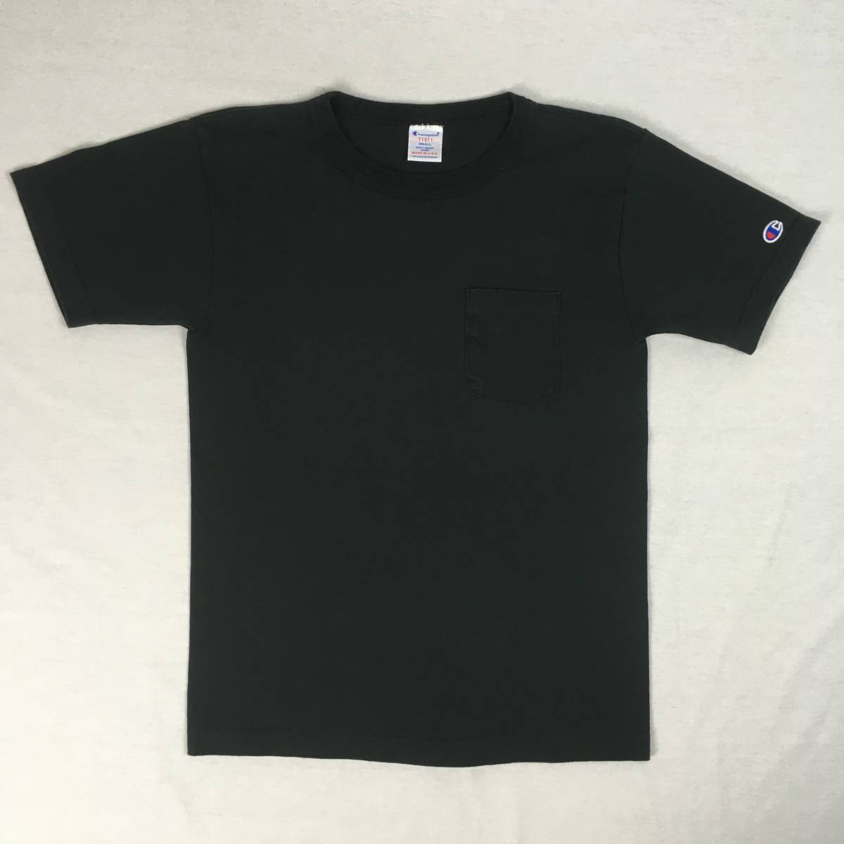 Champion チャンピオン T1011 米国製 胸ポケット Ｔシャツ 半袖 Sサイズ ブラック ヘビーウェイト_画像1