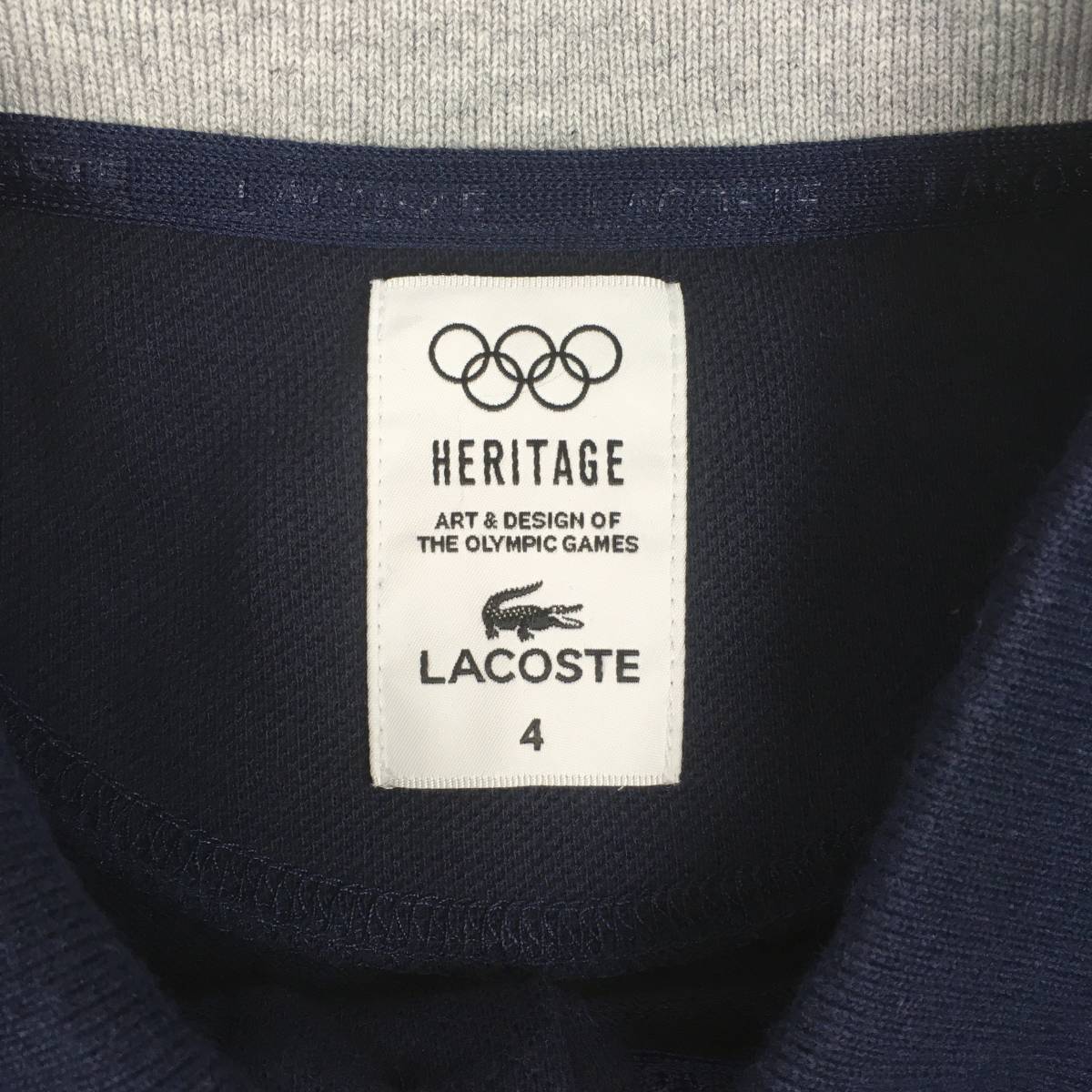 LACOSTE ラコステ ポロシャツ Olympic Heritage Collection PH1384L 鹿の子 サイズ4 ネイビー 半袖 シャツ