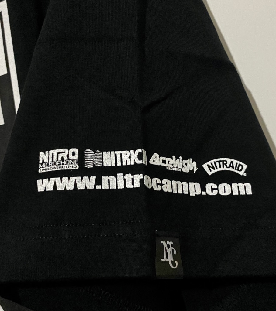 希少 新品☆NITRO MICROPHONE UNDERGROUND ニトロマイクロフォンアンダーグラウンド 10周年 Tシャツ XL 黒 nitro camp nitrich nidraid 