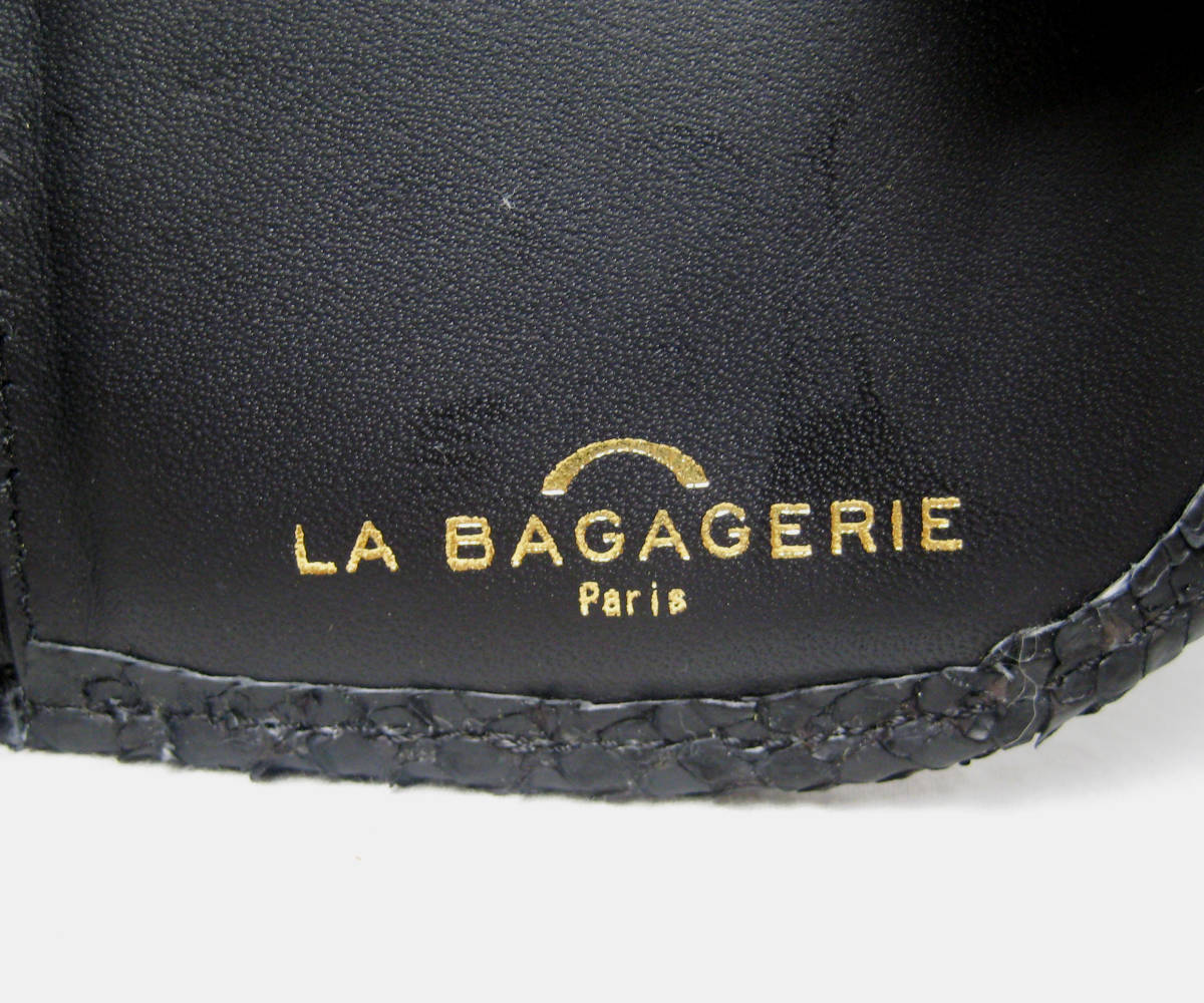 LA BAGAGERIE ラ・バガジェリー 折財布 ヘビ革 JRA 金属タグ 本革 新品 保管品 化粧箱入 日本製 貴重品_画像7