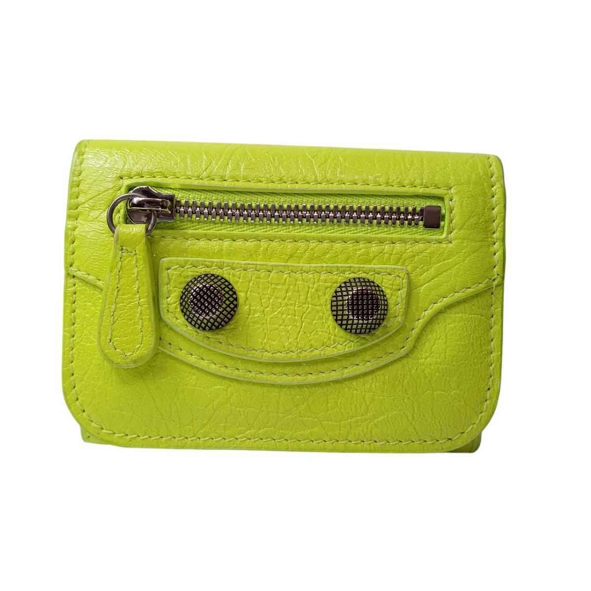 ★【未使用品】バレンシアガ 三つ折り財布 蛍光イエロー ★ 美品】 バレンシアガ BALENCIAGA 財布 コンパクト財布 ミニ