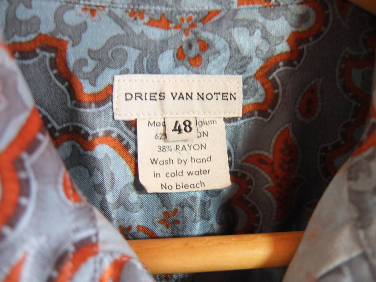 初期◆DRIES VAN NOTEN　ドリスヴァンノッテン　メンズ　総柄 長袖 ボタンシャツ　サイズ48　OLD バンダナ柄 レーヨン混 ビンテージ_OLD■Dries Van Noten