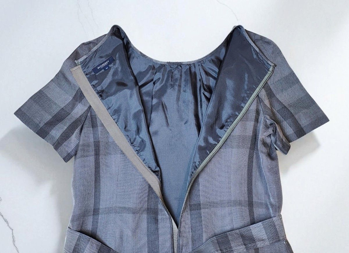 BURBERRY Londonグレー 半袖 ロングワンピースサイズ46 ゆったり バーバリーロンドンBURBERRY LONDON ワンピース 大きいサイズ