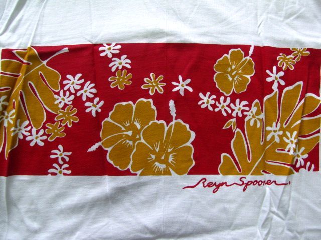 N604＊S＊未使用　デッドストック　USA製レインスプーナー ハイビスカス　パネルプリント　Tシャツ　HAWAII　水着タグ　Reyn Spooner_画像6