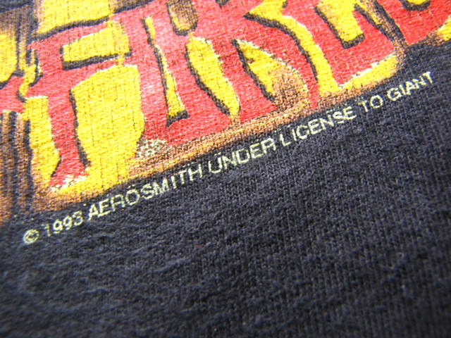 N815＊90's ヴィンテージ AEROSMITH エアロスミス イーグル & スカルウイング 93年 ロックTシャツ バンドT 日本ツアーTシャツ 黒 L_画像3