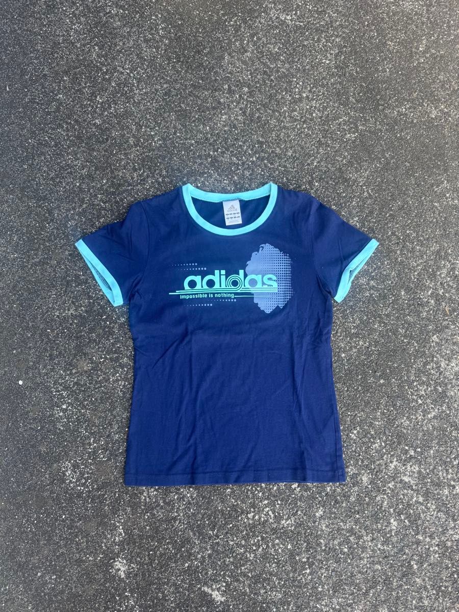 美品☆adidas ピチT 水色 Y2K グランジ ギャル アディダス y2k 00s】adidasアディダス マクブリング 平成ギャル ピチtロゴt