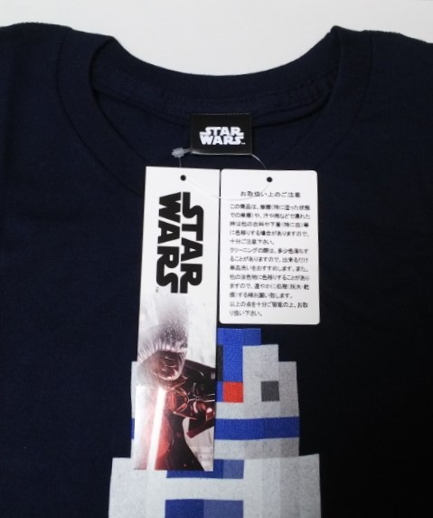 限定品 Star Wars スター・ウォーズ 『R2-D2 8bitデザイン』 Tシャツ 半袖 紺 前プリント L・身幅約50cm※未使用品/商品タグ付き/入手困難_商品タグ付きです