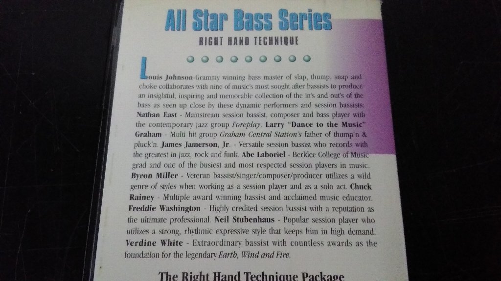  прекрасный товар VHS STARLICKS MASTER SESSIONS ALL STAR BASS SERIES,RIGHT HAND TECHNIQUE видео общий сяку 60 минут 