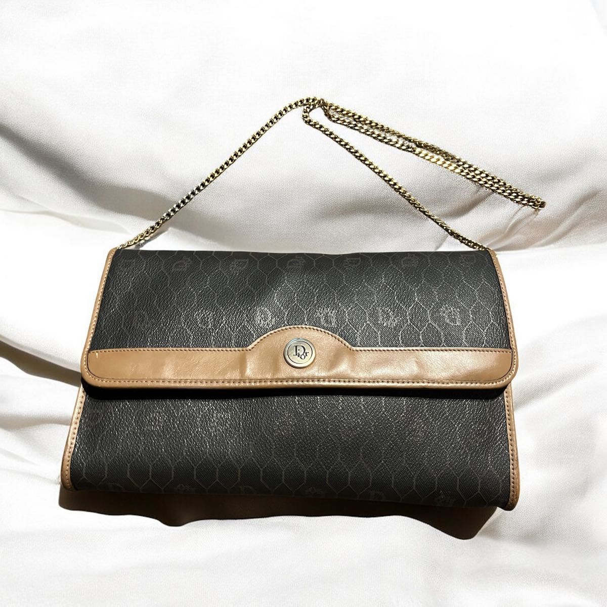 美品【ディオール】レザーチェーンショルダーバッグ 美品 Dior チェーンショルダー ハニカム柄 PVCレザー ショルダー