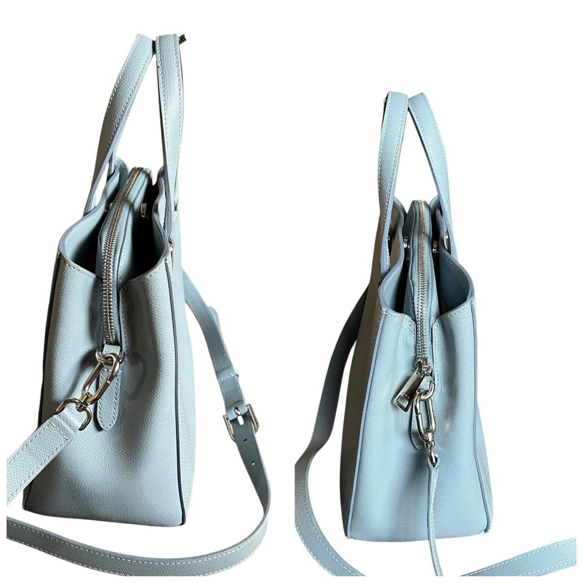FURLA /フルラ レザー 2way ハンドバッグ FURLA フルラ 2WAY レザー ハンドバッグ ショルダーバッグ 水色