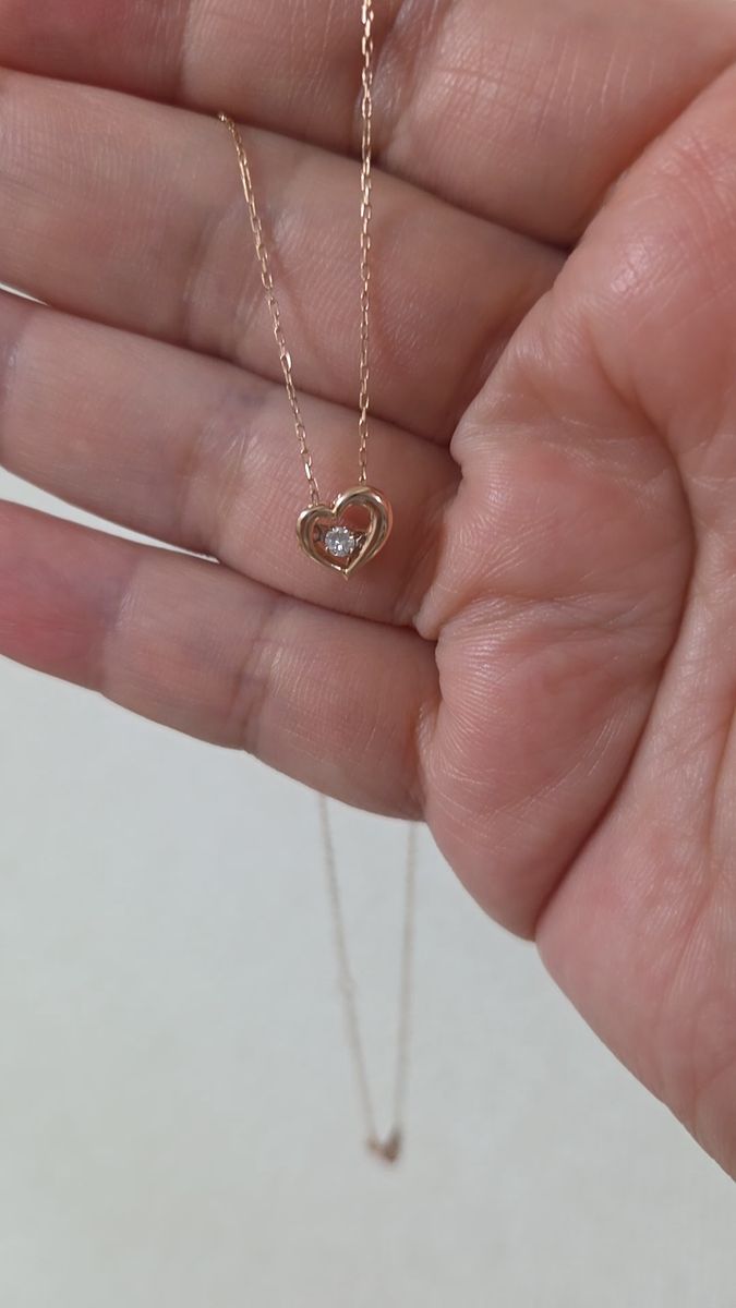 K10 PG ダンシングストーン ネックレス ハート ダイヤ 0.05ct ネックレス