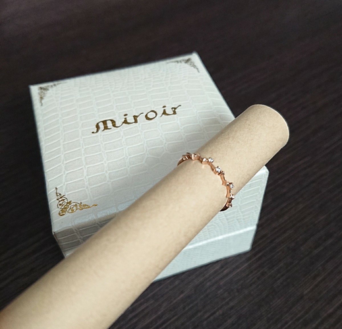 【miroir】 ピンキーリング K10 ダイヤ 5号