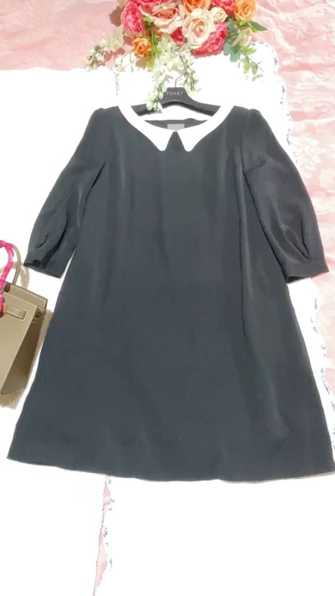 美品☆フォクシー☆40☆9-11号細身☆白襟☆取り外し可能☆foxey☆FOXEY☆DAISY LIN☆8万購入☆エレガント上品♪