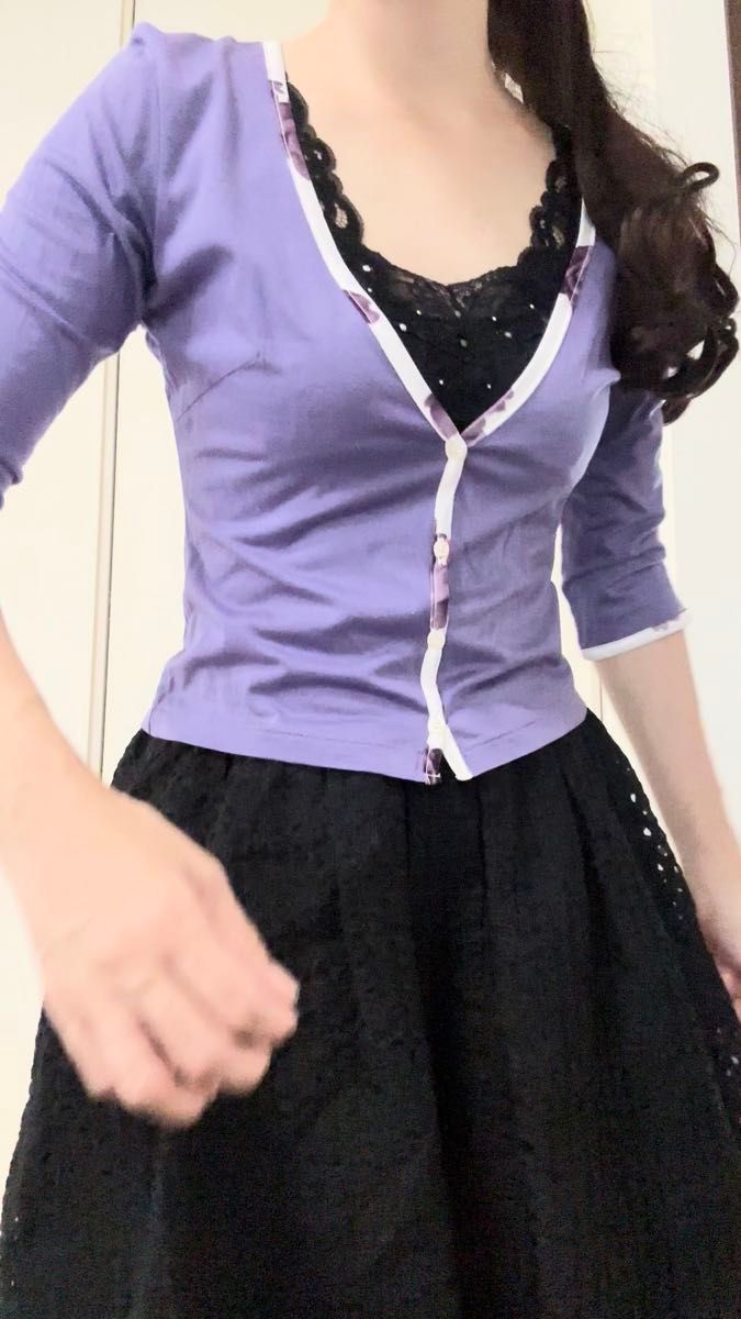 【美品】カーディガン 夏服 7部袖 ESPRITMUR エスプリミュール M 薄手 紫