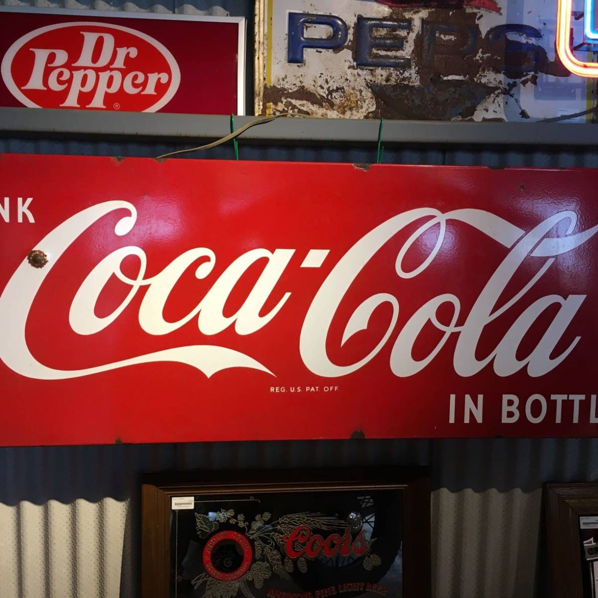 [ America Vintage ]Coca Cola Coca * Cola раунд угол табличка подлинная вещь 