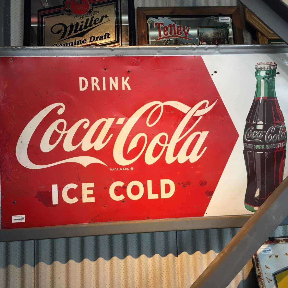 【アメリカ ヴィンテージ】Coca Cola コカコーラ ICE COLD看板 当時物