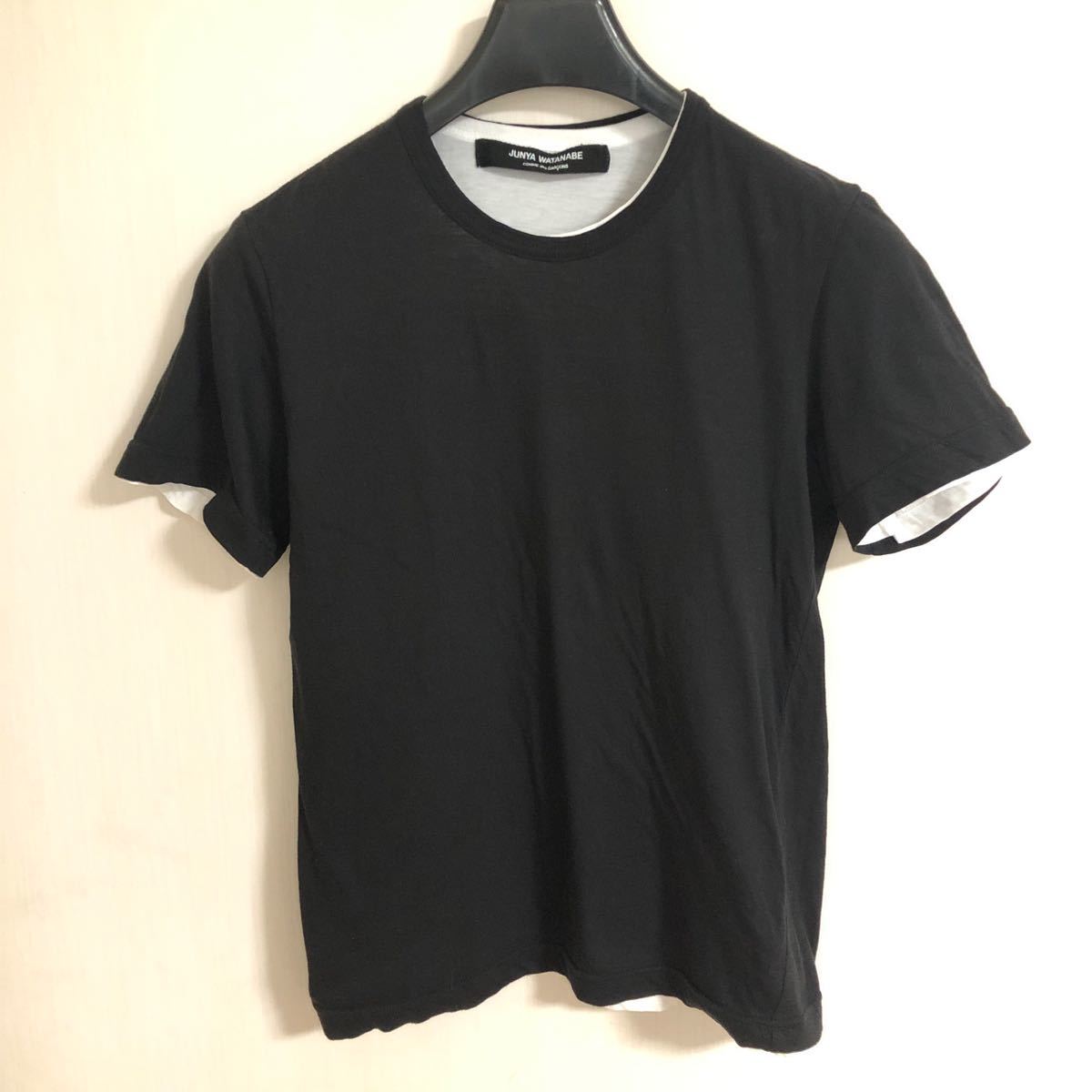 コムデギャルソンジュンヤワタナベ 半袖Tシャツ 黒/白 二重Tシャツ