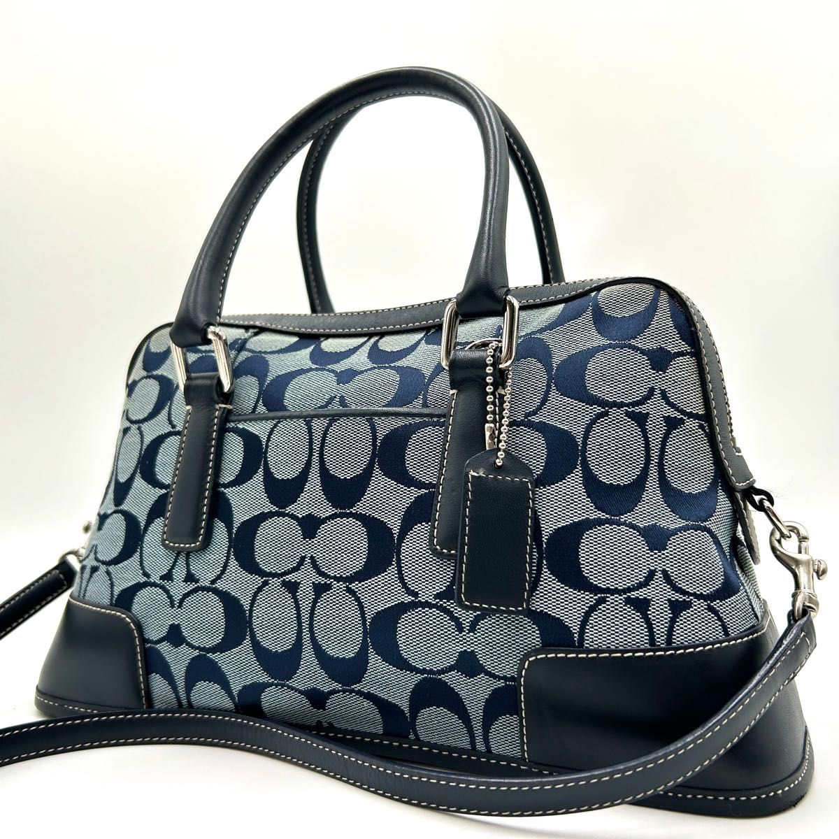 【COACH】テリ シグネチャー デニム ショルダーバッグ ★ 2 way 美品 コーチ COACH ミニ ハンドバッグ 2way ショルダーバッグ