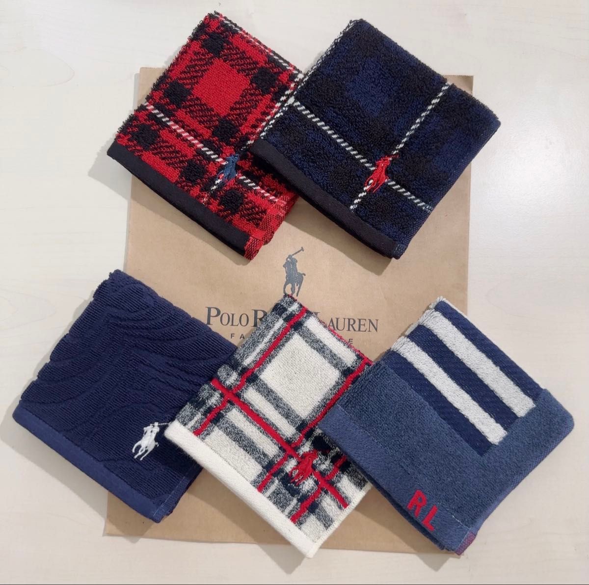 「まあ」ラルフ・ローレン タオルセット 5セット 未使用品 まとめ売り 五点セット POLO ラルフローレン ハンカチ ハンドタオル ミニ