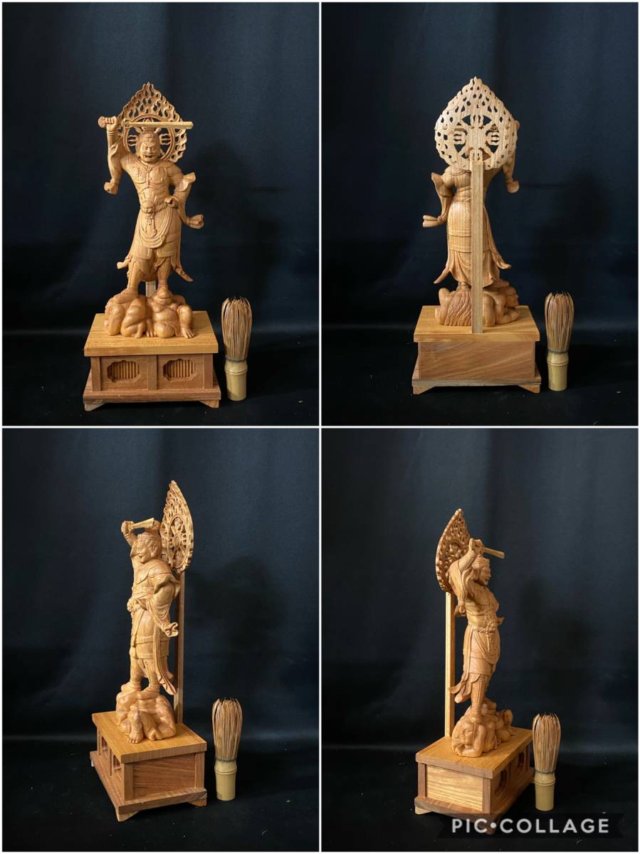 大型高37cm 最高級 井波彫刻 仏教工芸品 総ケヤキ材 精密彫刻 木彫仏教