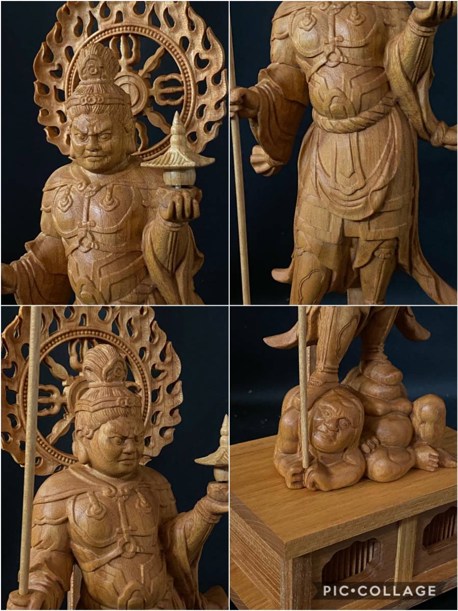 大型高37cm 最高級 井波彫刻 仏教工芸品 総ケヤキ材 精密彫刻 木彫仏教