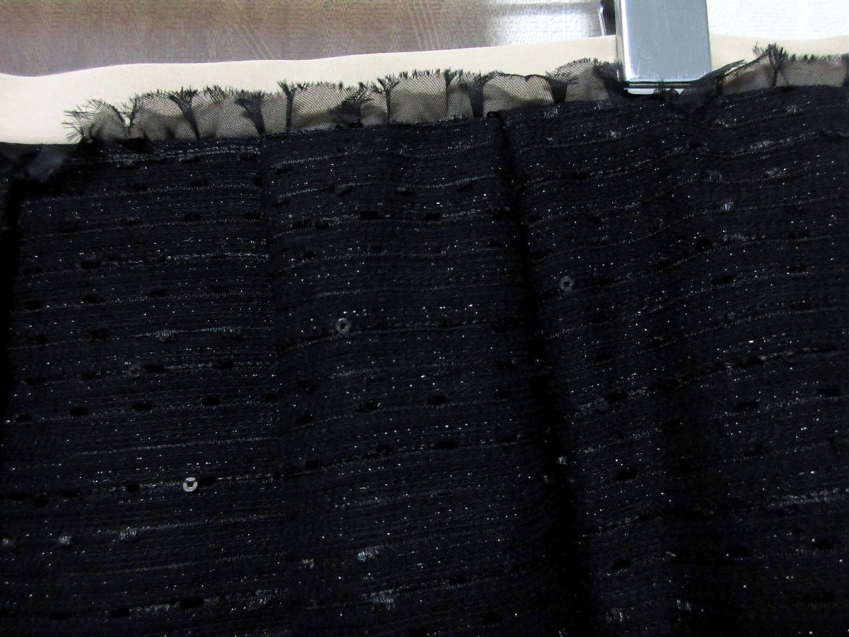 極美品 イネド INED ノーカラー スカート スーツ セットアップ 黒 ブラック 11 北200_画像9