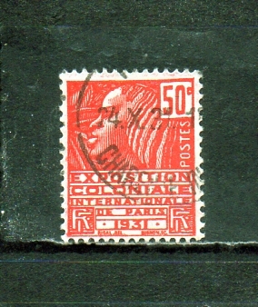 207105 フランス 1938年 国際植民地博覧会 50c 赤 使用済_画像1