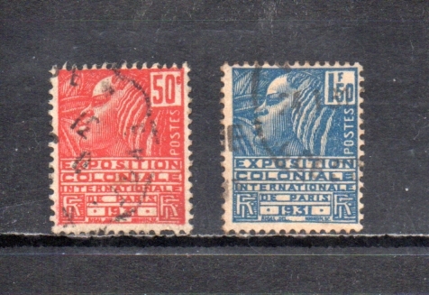 207240 フランス 1930年 国際植民地博覧会 10月発行分 2種完揃 使用済_画像1