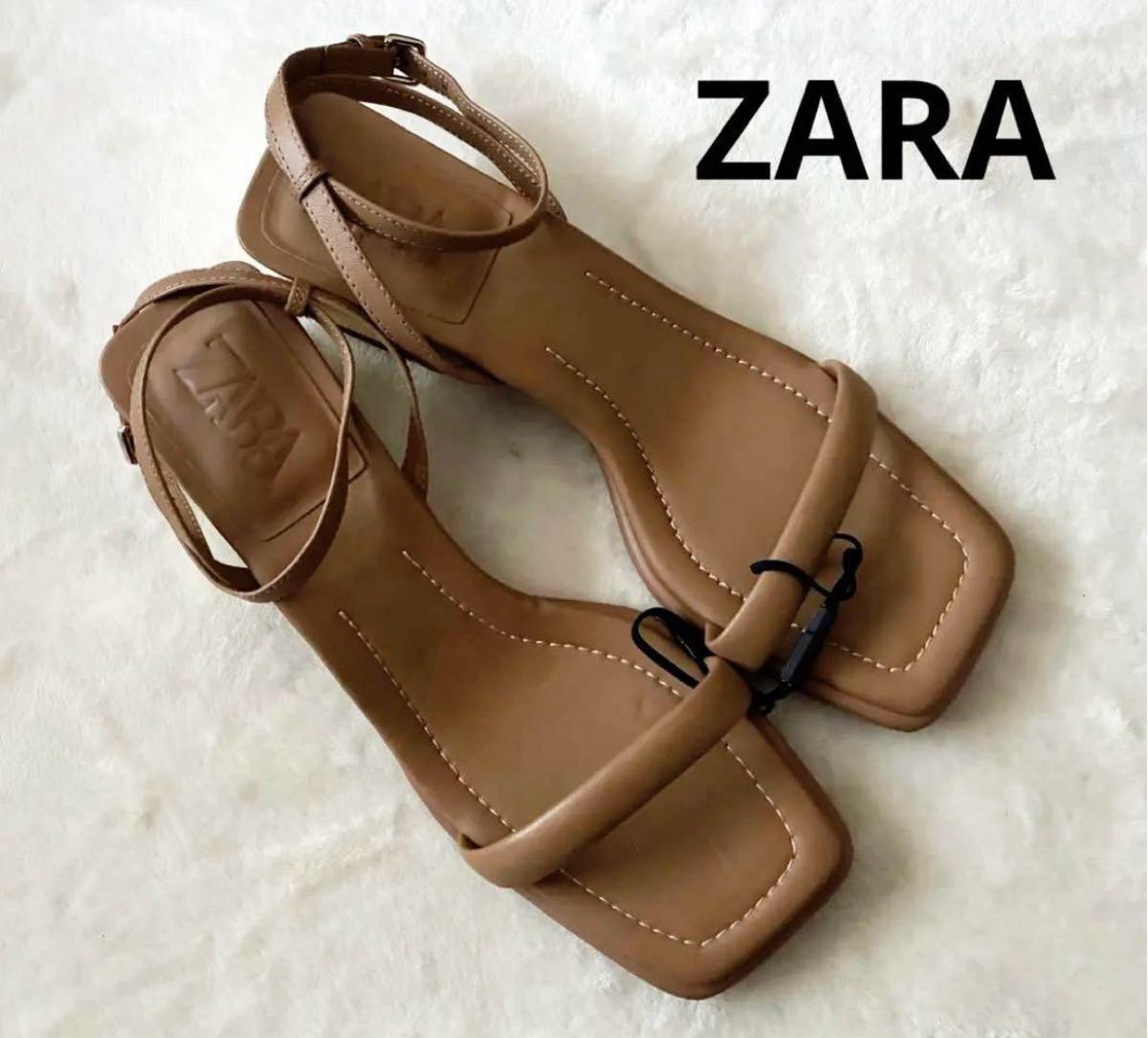 ★ドイツ発*ZARA*新作*ラバライズストラップサンダル/GL★ ZARA ストラップサンダル メタリックヒール 新品未使用|Yahoo